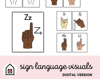 American Sign Language Alphabet for Classrooms, Homeschool, Posters, Flashcards