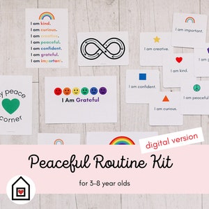 Kit montessori di routine pacifica e carta di affermazione per bambini *SOLO EDIZIONE DIGITALE