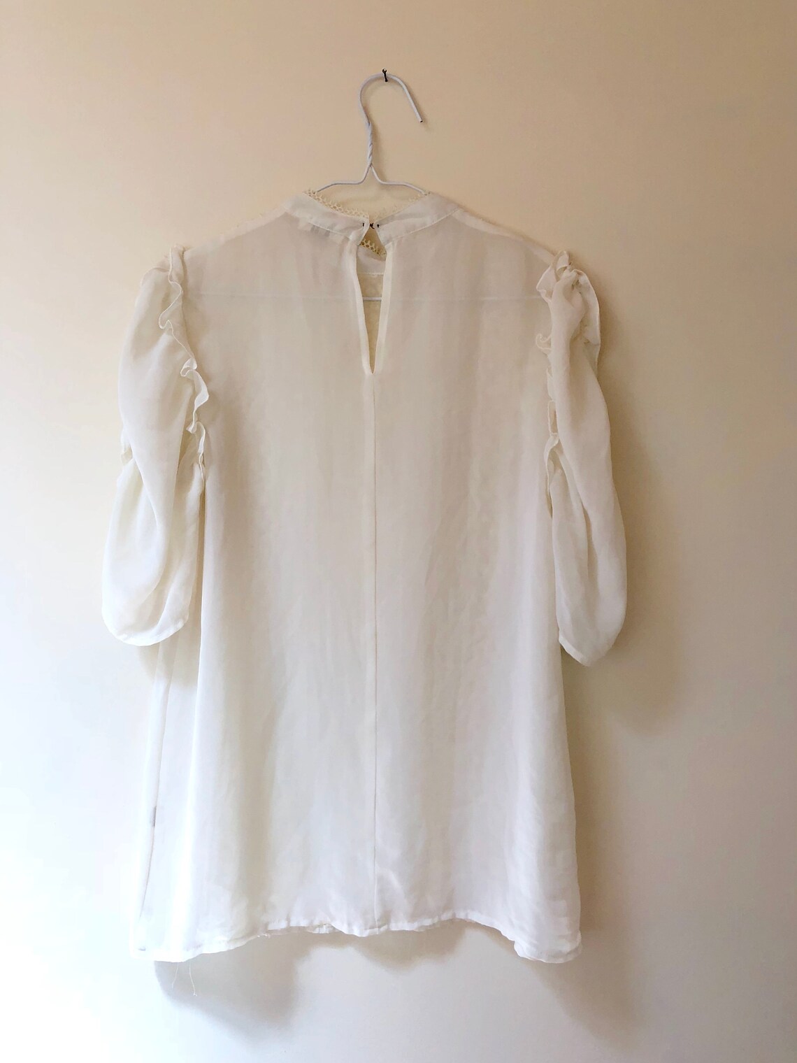 Cream Short Sleeve Lace Blouse