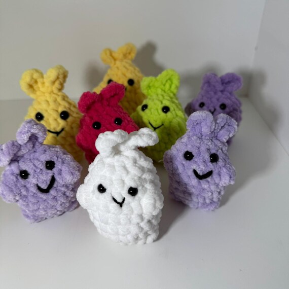Hand crocheted mini plush bunny keychain