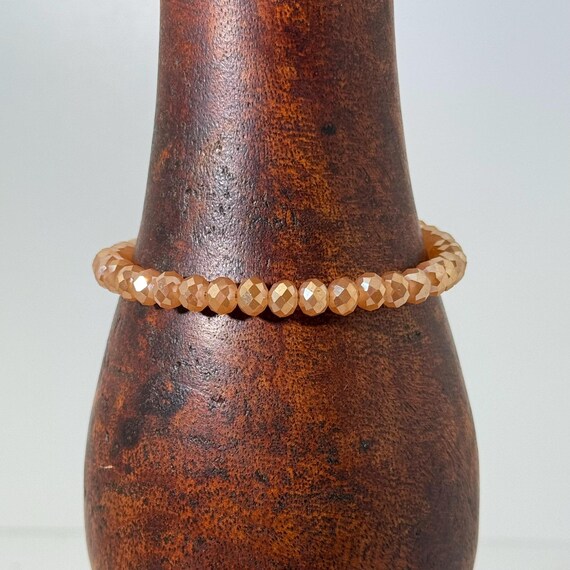 Memory wire wrap bracelet with 6mm peach beads