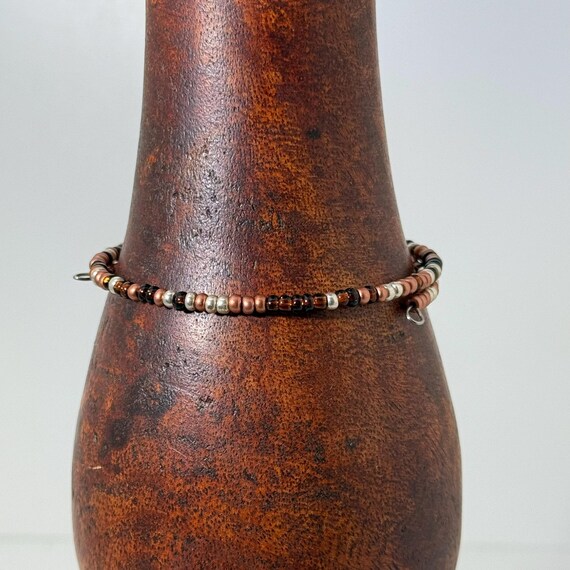 Memory wire wrap bracelet with copper color mix 3mm beads