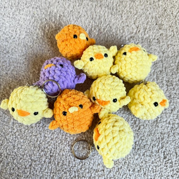 Hand crocheted mini chick keychain