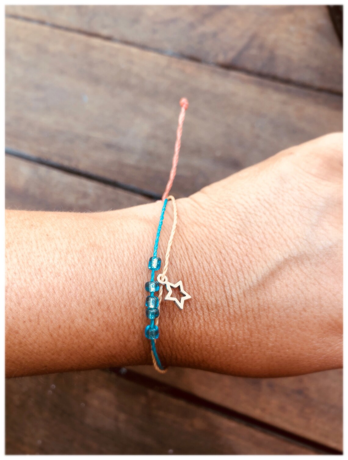 Adjustable and waterproof bracelet with clear beads and star Etsy
