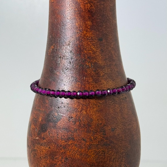Memory wire wrap bracelet with purple 4mm beads