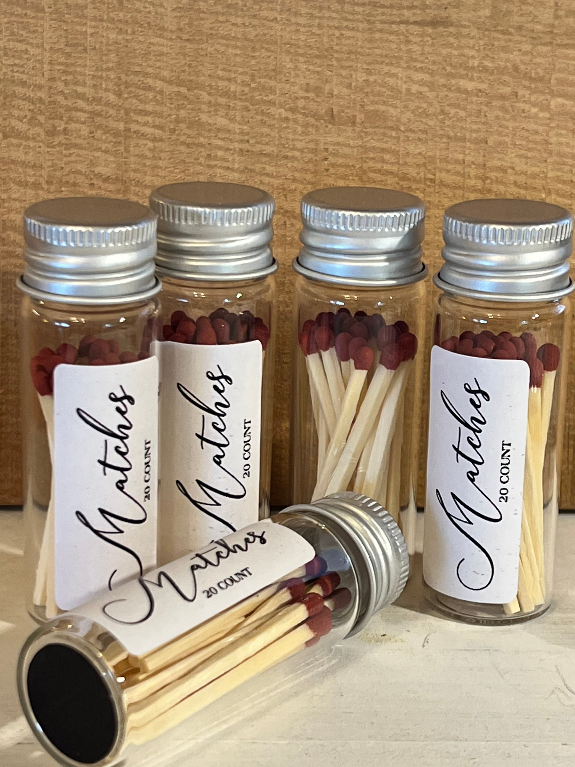 Glass Jar W/ 20 Matches W/striker Metal Top Personalize Etsy