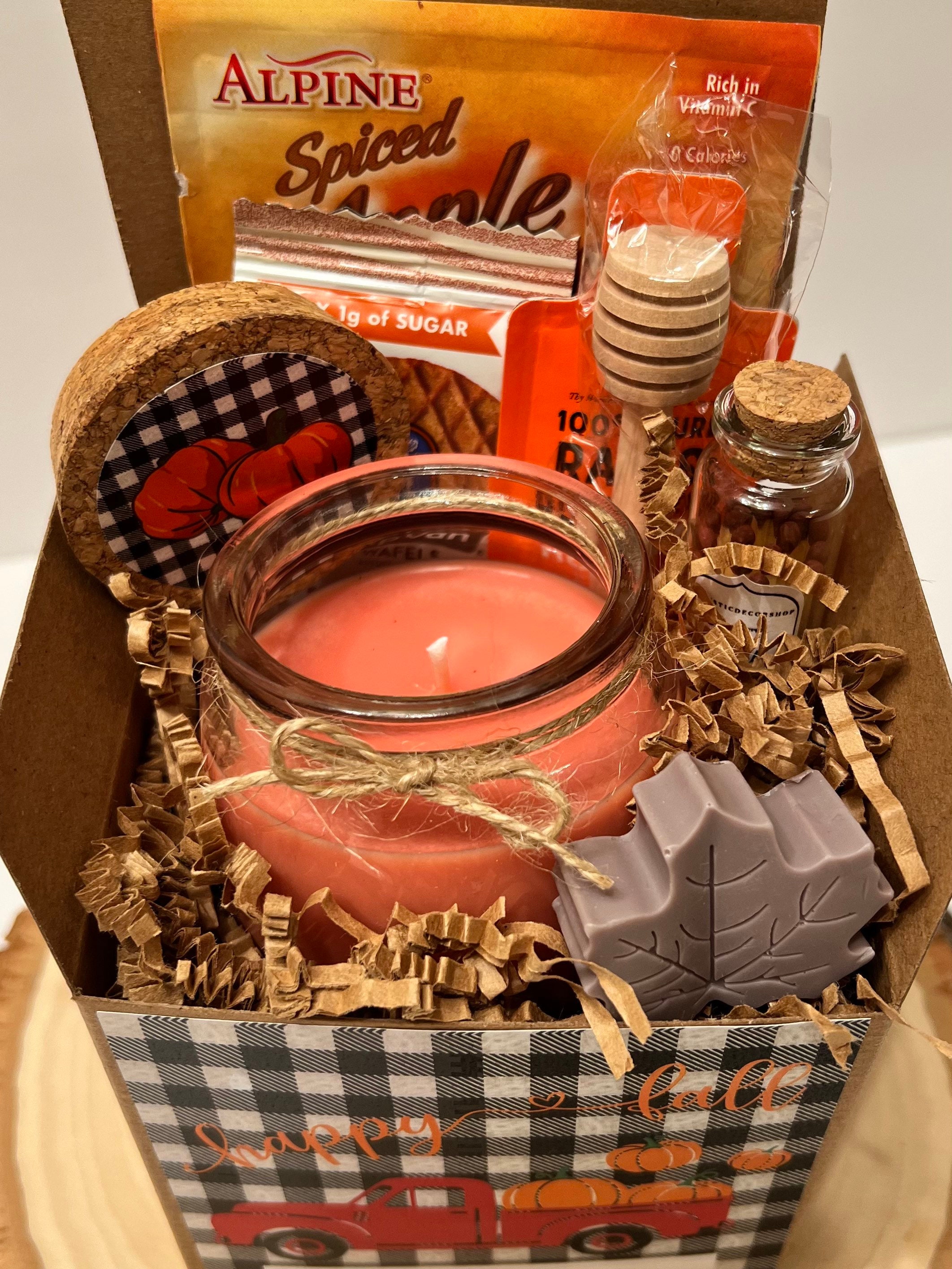 Happy Fall Gift Boxautumn Gift 6oz Soy Candle Fall Season Etsy