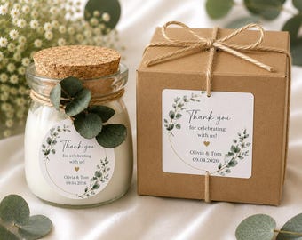 Scented Rustic Favor Soy Candle,Eucalyptus & Twine Decor,4oz Soy Candle,Wedding Favor, Birthday,Communion and Baptism Favors