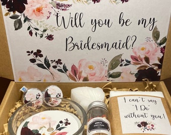 Bridesmaid Proposal Gift,Burgundy Blush Theme,Will you be my Bridesmaid ,Will You Be my Maid of Honor,Bridesmaid Box Gift,Note Card Included