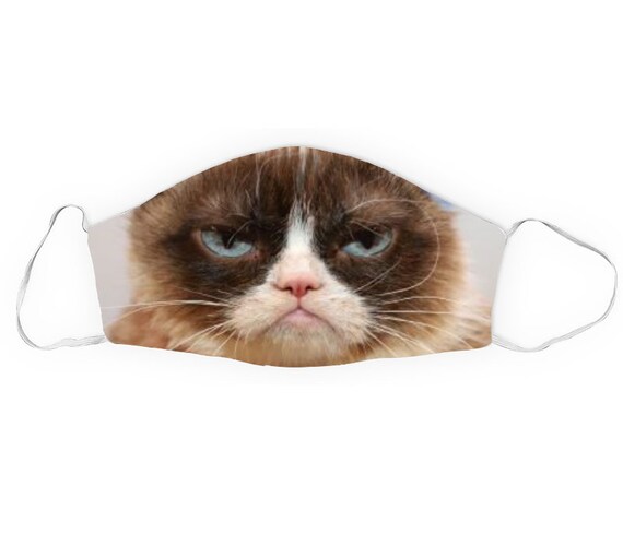 Grumpy Cat Face Mask Adult Kids Sizes Etsy