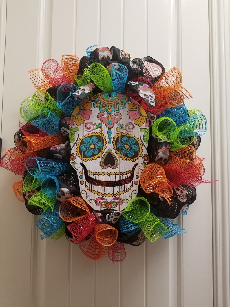 Dia De Los Muertos Wreath Front Door Decor Wall