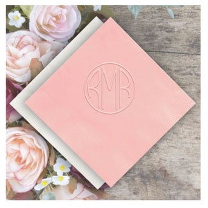 Personalized Wedding/Party Monogram Napkins - Embossed - Made In The USA - 100/Set, Cocktail Napkins, Custom Napkins, Party Napkins