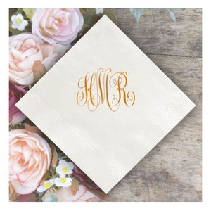 Personalized Wedding/Party Monogram Napkins - Foil Pressed - Made In The USA - 100/Set, Cocktail Napkins, Custom Napkins, Party Napkins