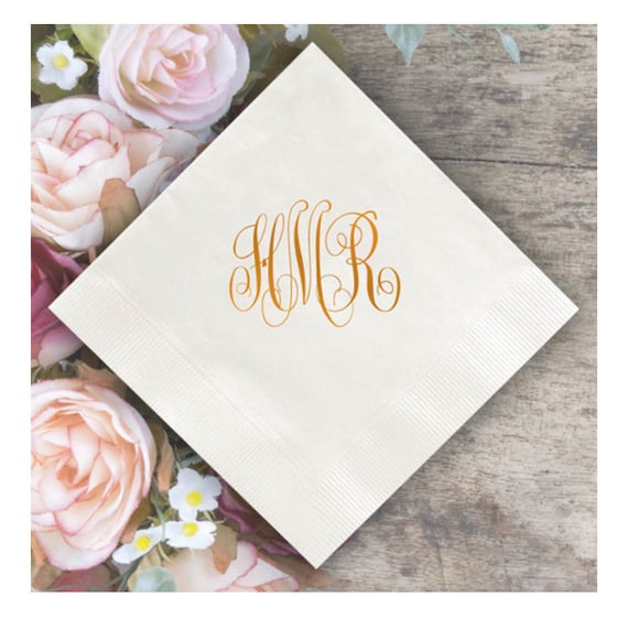 Personalized Wedding/Party Monogram Napkins - Foil Pressed - Made In The USA - 100/Set, Cocktail Napkins, Custom Napkins, Party Napkins