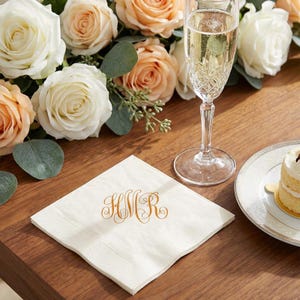 Personalized Wedding/Party Monogram Napkins - Foil Pressed - Made In The USA - 100/Set, Cocktail Napkins, Custom Napkins, Party Napkins image 2