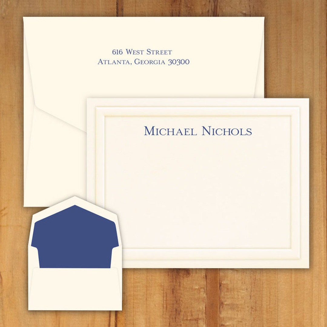 Personalized Flat Cards With Embossed Border - Raised Ink Stationery ...