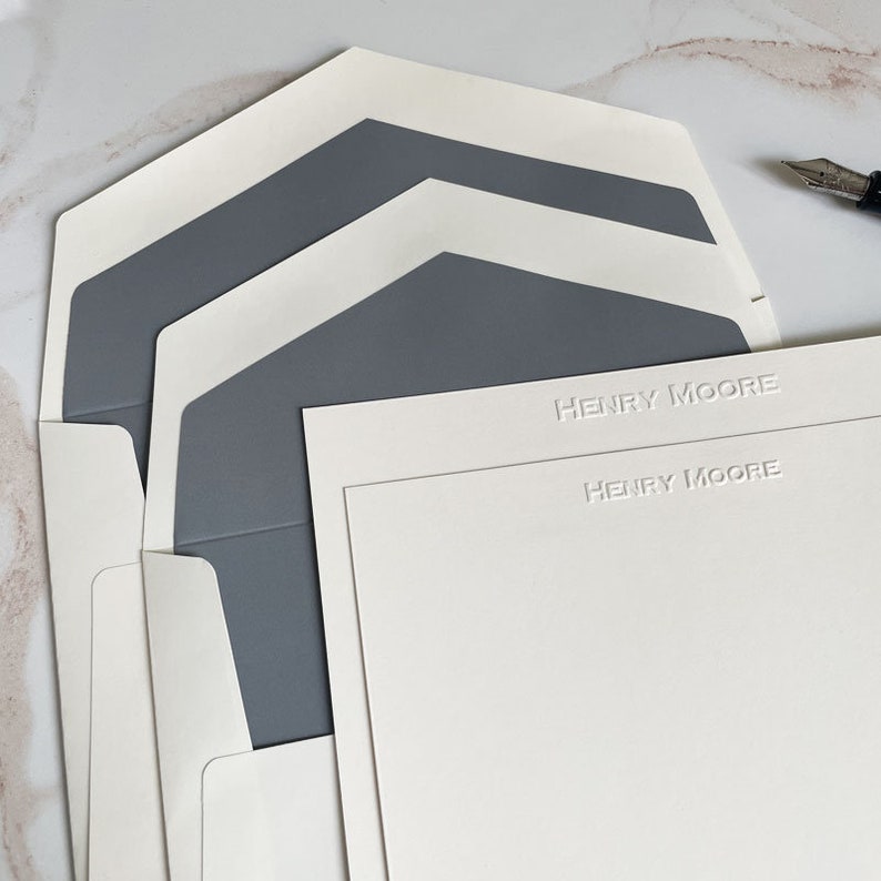 Personalized Flat Cards Stationery 100 Piece Embossed Etsy