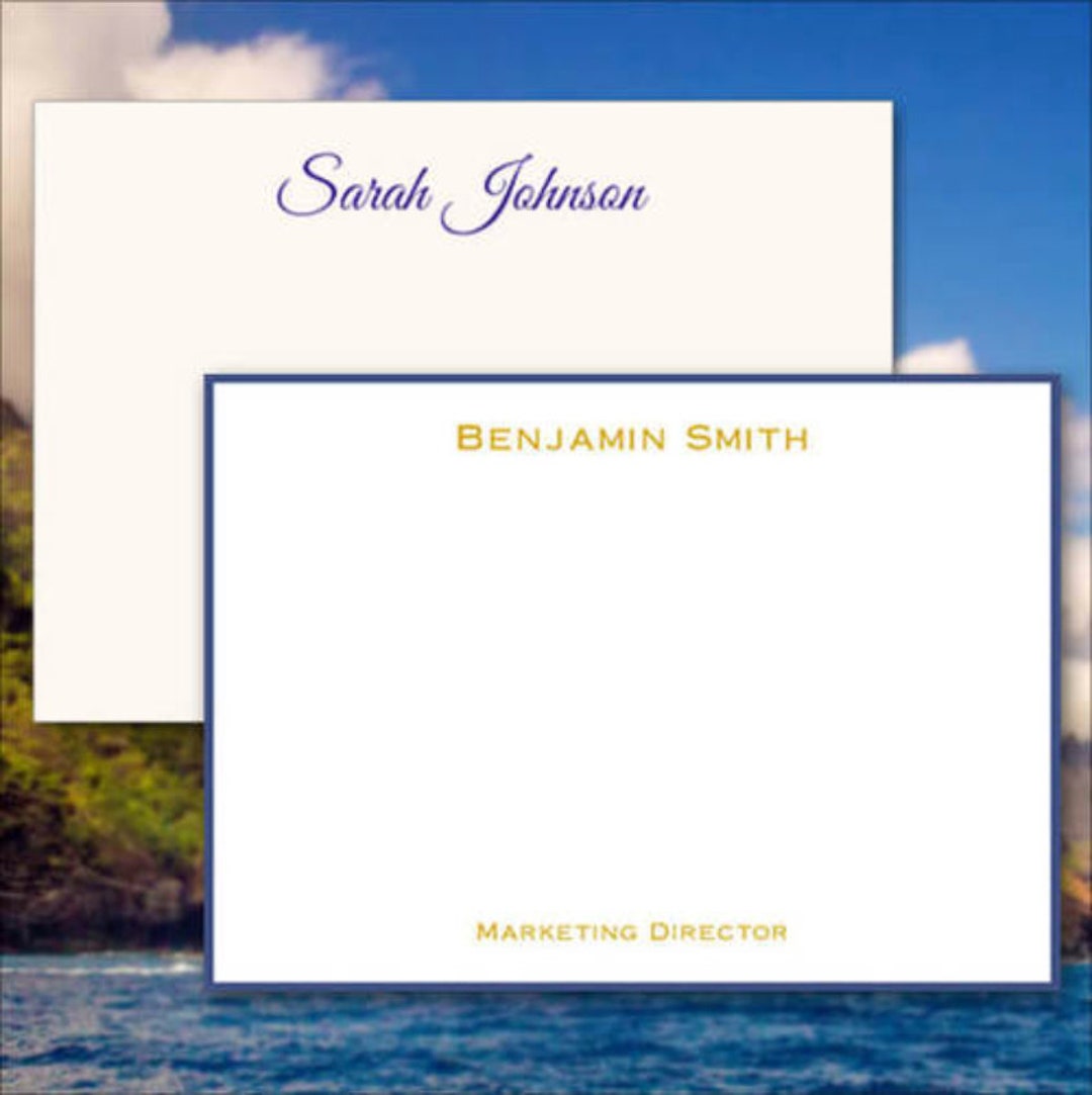 Personalized Flat Cards Stationery Set Raised Ink Stationery Optional