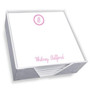 Personalized Initial Memo Squares - White with Holder - 275 Sheets/Set, Custom Memo Squares, Monogram Memo Squares Set, Made in the USA