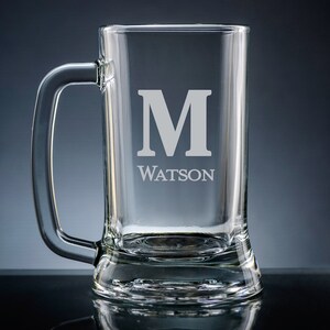 Personalized Name and Initial Beer Mug, Custom Beer Mug, Customizable Beer Mug, Custom Glassware, Glassware Gift, Beer Mug, Beer Mug Glass