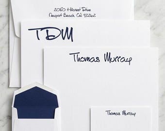 Personalized Flat Cards Stationery - 150 Piece Raised Ink Stationery Set , Custom Stationery, Personalized Stationery, Business Stationery