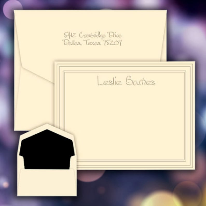 Personalized Embossed Stationery Set Embossed Flat Cards Etsy