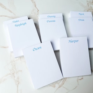 8 Custom Notepads & 8 Names! 800 Custom Memo Sheets (4.4&quot; x 6&quot;), Custom Notepads, Personalized Notepad Set, Custom Pads, Made in the USA