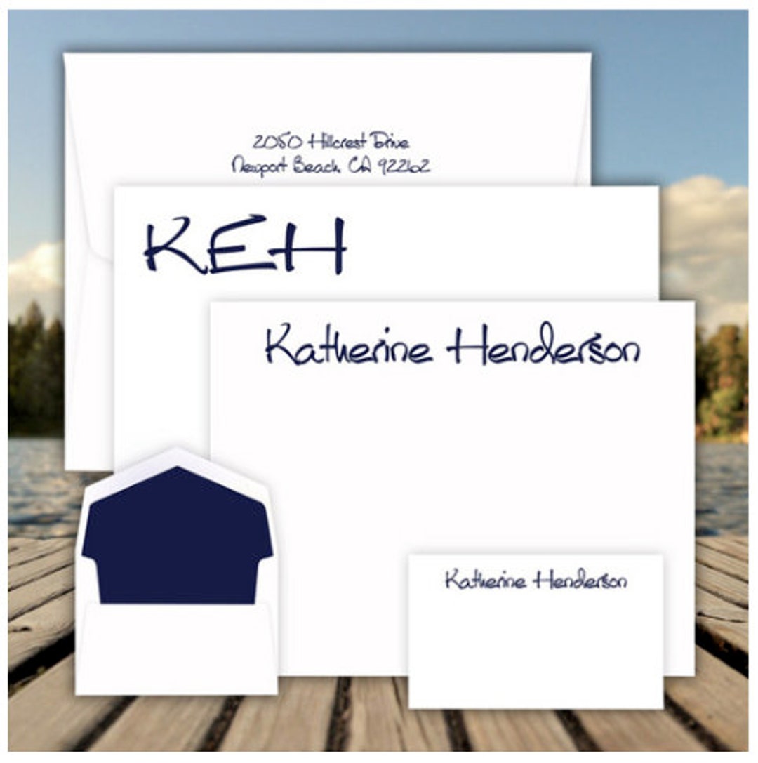 Personalized Flat Cards Stationery 150 Piece Raised Ink Stationery Set