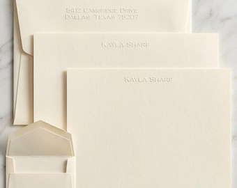 Personalized Flat Cards Stationery - 100 Piece Embossed Stationery Set , Custom Stationery, Personalized Stationery, Business Stationery