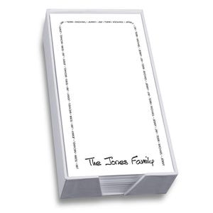 Personalized Family Memo Sheets - White with Holder - 260 Sheets/Set, Custom Family Memos, Personalized Family Memo Set, Made in the USA