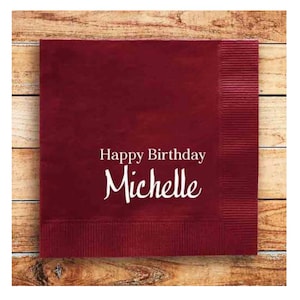 Personalized Birthday Cocktail Napkins, Foil Pressed, 100/Set, Made in the USA, Birthday Beverage Napkins, Custom Napkins, Party Napkins