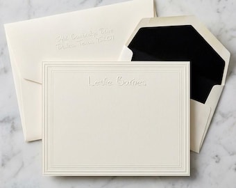 Juego de papelería con relieve personalizado: tarjetas planas con relieve, borde con relieve, papelería personalizada, papelería personalizada, papelería comercial