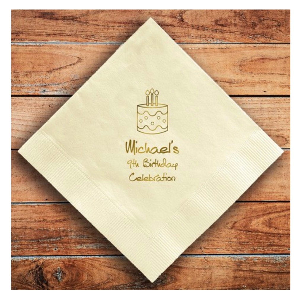 Personalized Birthday Cocktail Napkins Foil Pressed 100/set Etsy