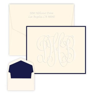 Large Embossed Monogram Personalized Fold Notes Stationery Set - Embossed Stationery, Monogram Custom Stationery, Personalized Stationery