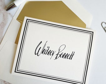 Personalized Folded Stationery – Raised Ink Note Cards with Envelopes, Custom Name Notecards, Classic Thank You Cards, Gift for Her
