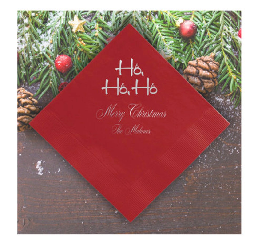 Personalized Christmas Cocktail Napkins Personalized Holiday Etsy