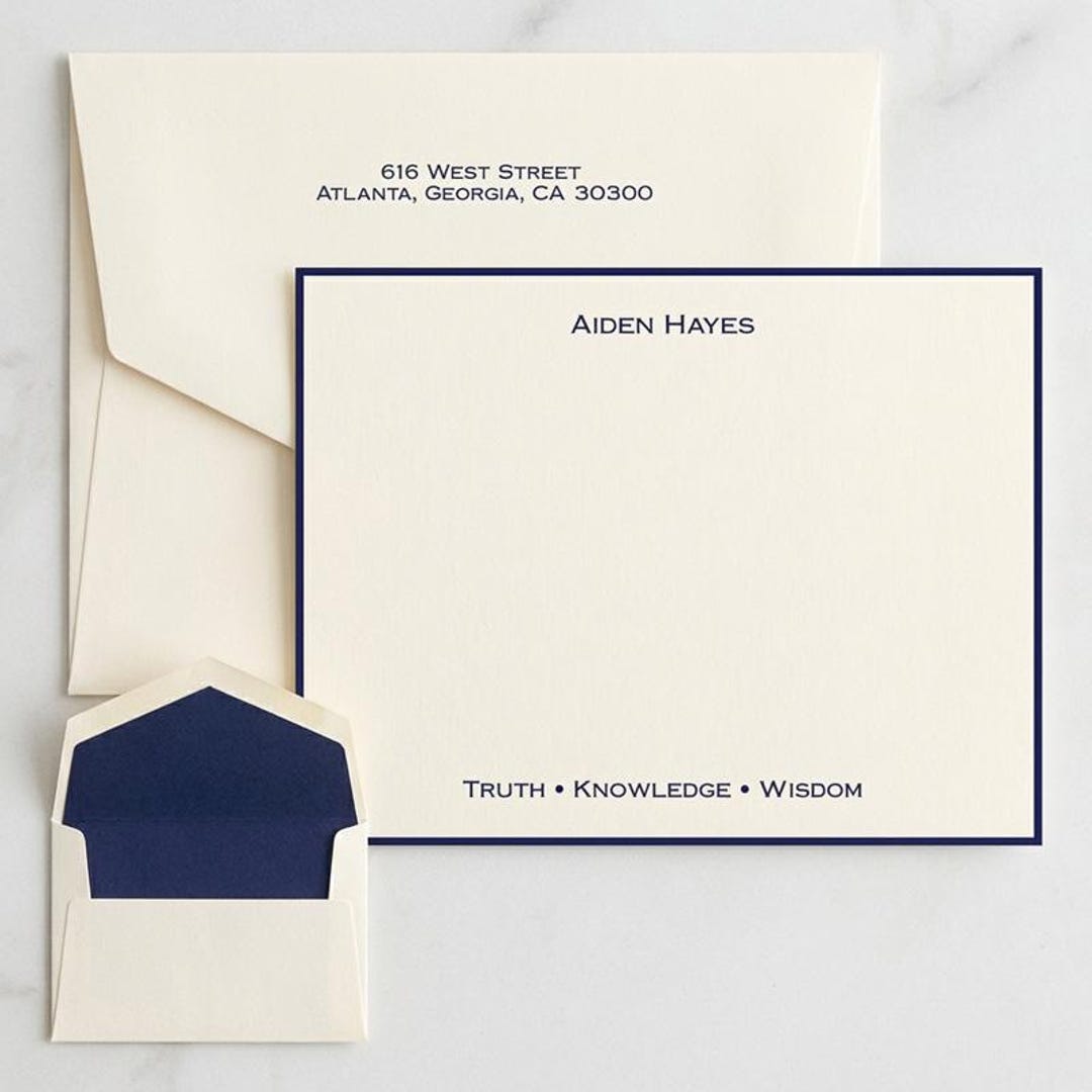 Personalized Flat Cards Stationery Set - Raised Ink Stationery ...
