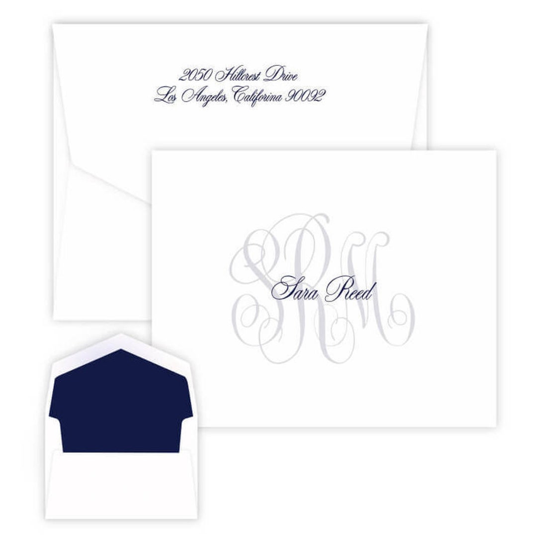 Monogram and Name Personalized Fold Notes Stationery Set - Raised Ink ...