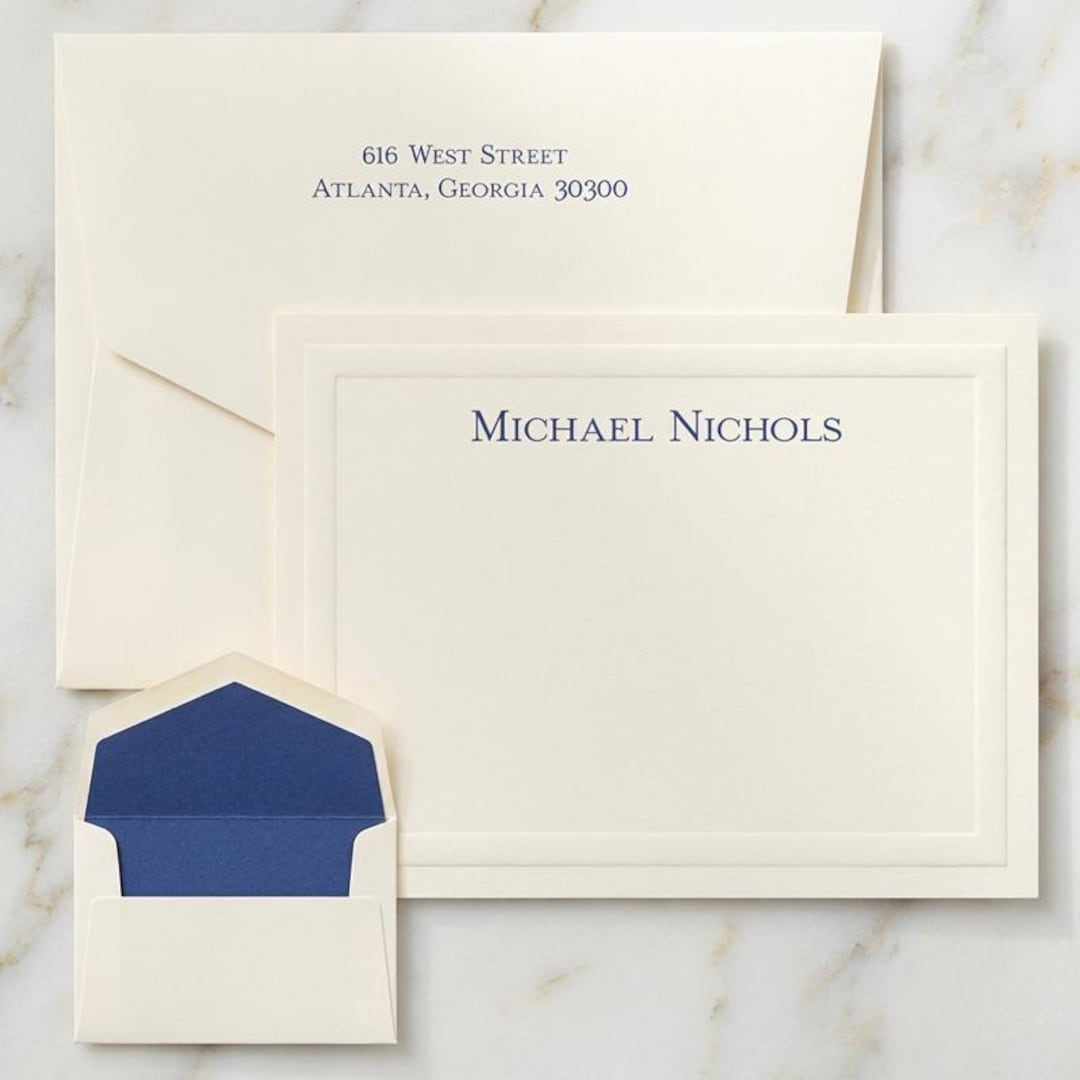 Personalized Stationery Set With Embossed Border – Raised Ink Flat ...