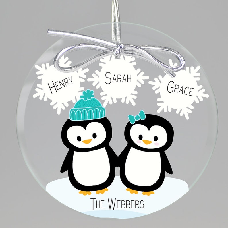 Personalized Christmas Penguins Ornaments Custom Penguin Etsy