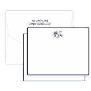 Classic Monogrammed Personalized Stationery Set - Raised Ink Flat Cards ...