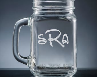 Personalized Monogrammed Mason Jar Drinkware, Customized Mason Jar, Custom Lettered Mason Jar, Custom Glassware, Glassware Gift, Mason Jar