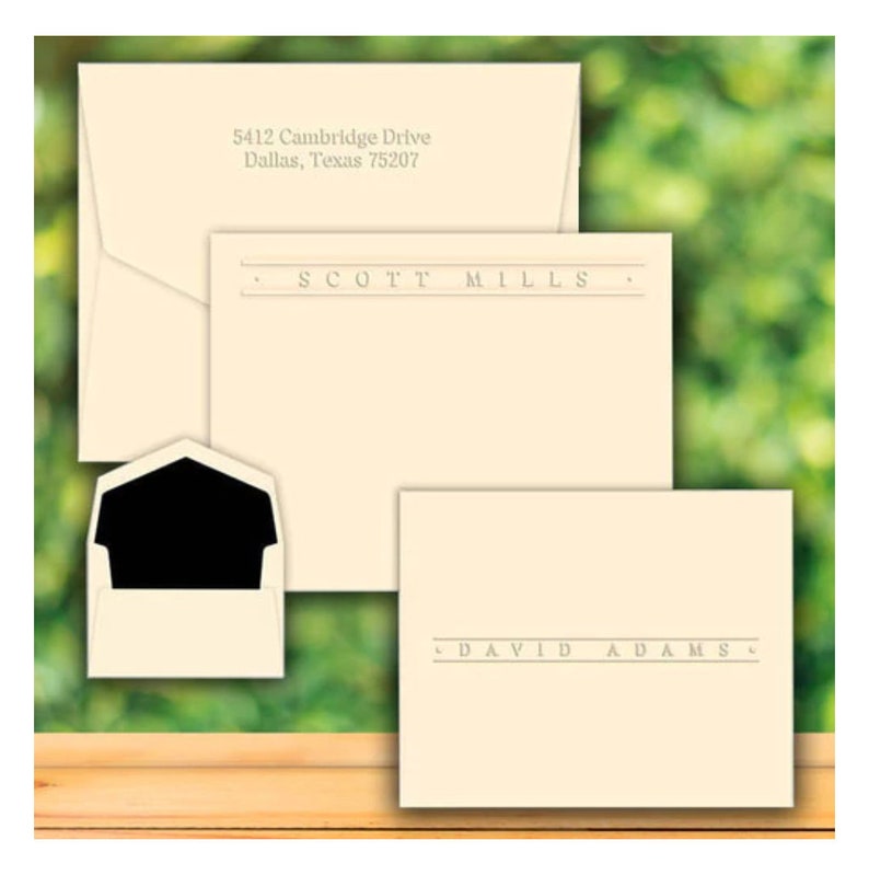 Personalized Embossed Stationery personalized Flat Cards Etsy