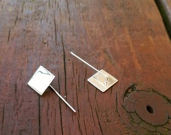 The Alina Earrings_ 925 Sterling Silver Square Drop Down Earrings