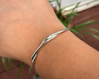 De Dani Bracelet_ 925 Sterling Silver Twisted Strands Verstelbare Bangle Style Armband