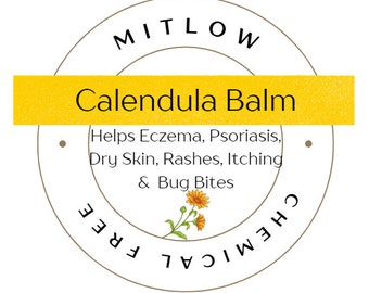 Mitlow Calendula Balm ~ balsamo lenitivo per eczema, psoriasi, pelle secca, eruzioni cutanee, prurito, punture di insetti, dermatite da pannolino