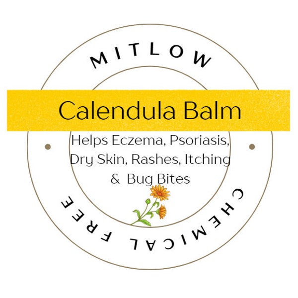Mitlow Calendula Balm ~ soothing salve for Eczema, Psoriasis, Dry Skin, Rashes, Itching, Bug Bites, Diaper Rashes