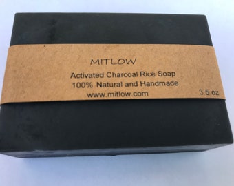 Mitlow Probiotic Activated Charcoal and Rice Soap ~ Natural Handmade Soap