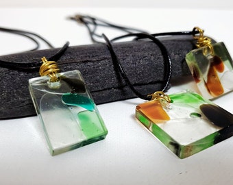 Beach Glass Resin Necklaces