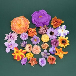 26Pcs/set -  Rayon Bulk Flower Head Combo Set, DIY Material Pack Artificial Silk Flower Head Kit ,DIY Floral Arrangement Decor Fake Flower
